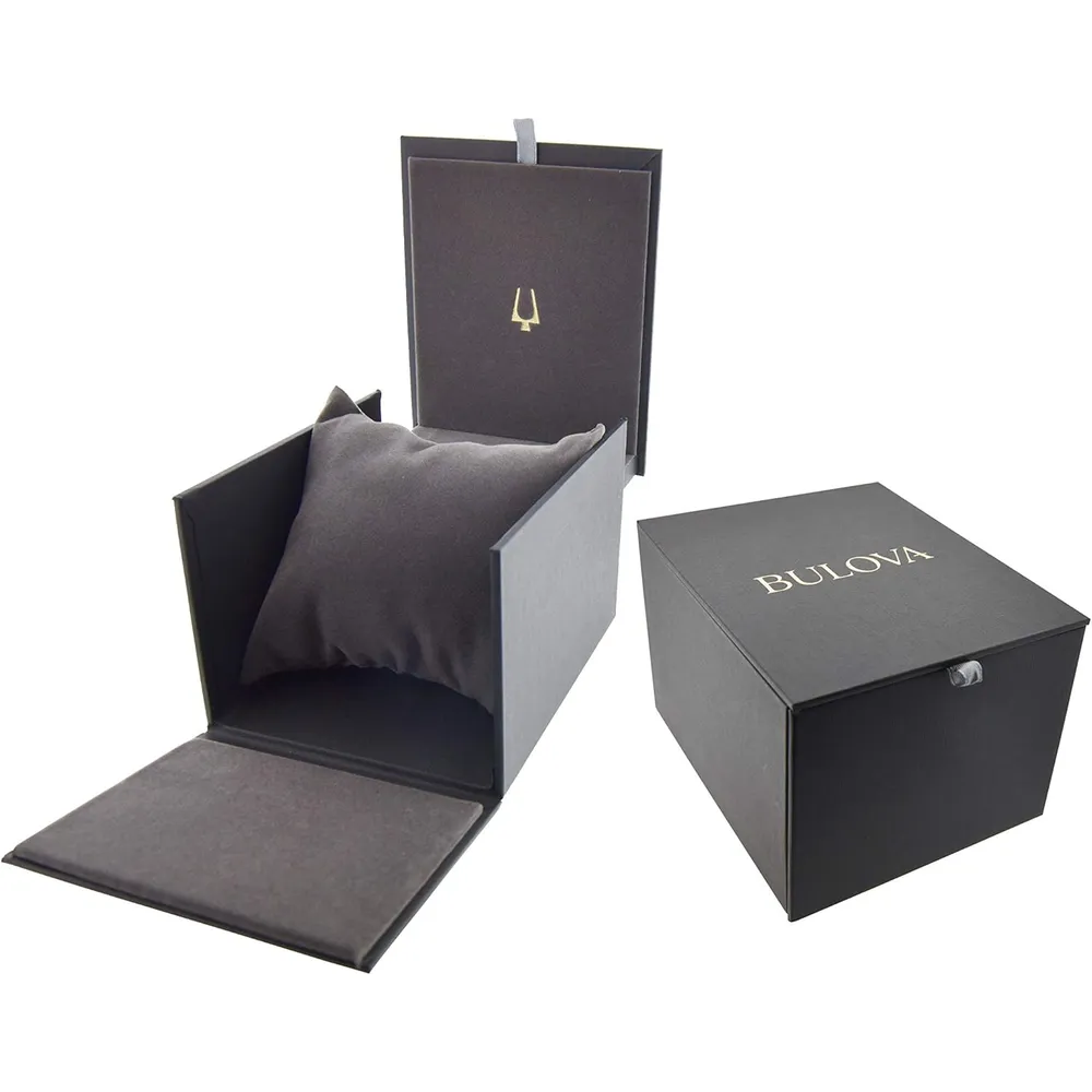 Bulova reloj automático hombre correa de cuero | Oro/Negro