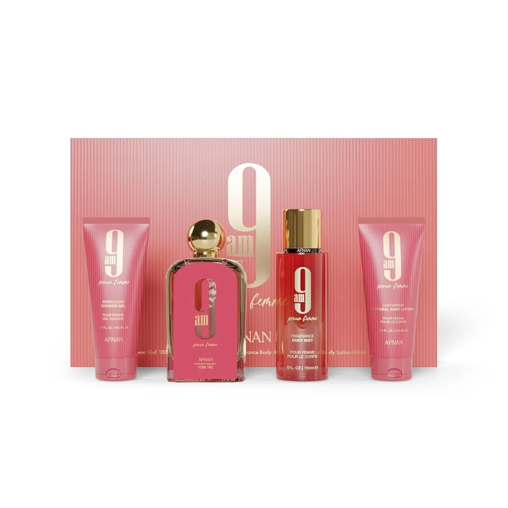 SET DE PERFUME AFNAN 9 AM POUR FEMME EDP 4 PZS