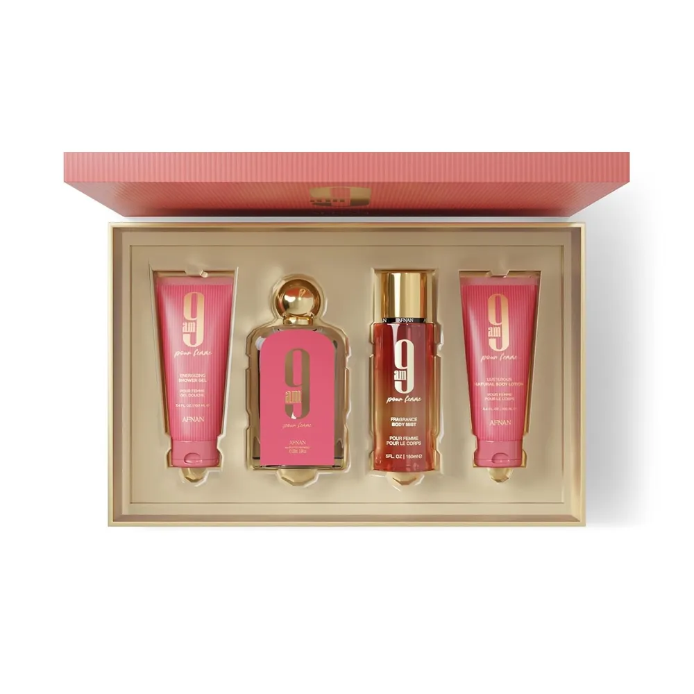 SET DE PERFUME AFNAN 9 AM POUR FEMME EDP 4 PZS