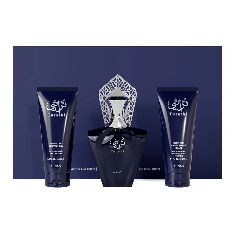 SET DE PERFUME AFNAN TURATHI HOMME BLUE EDP  3 PZS HOMBRE