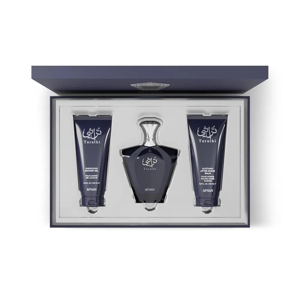 SET DE PERFUME AFNAN TURATHI HOMME BLUE EDP  3 PZS HOMBRE