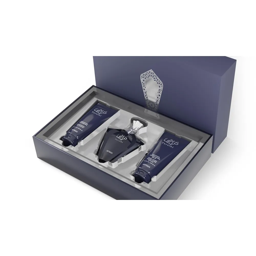 SET DE PERFUME AFNAN TURATHI HOMME BLUE EDP  3 PZS HOMBRE