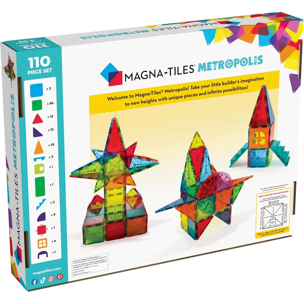 MAGNA-TILES - Metropolis 110-piezas set de construcción magnético