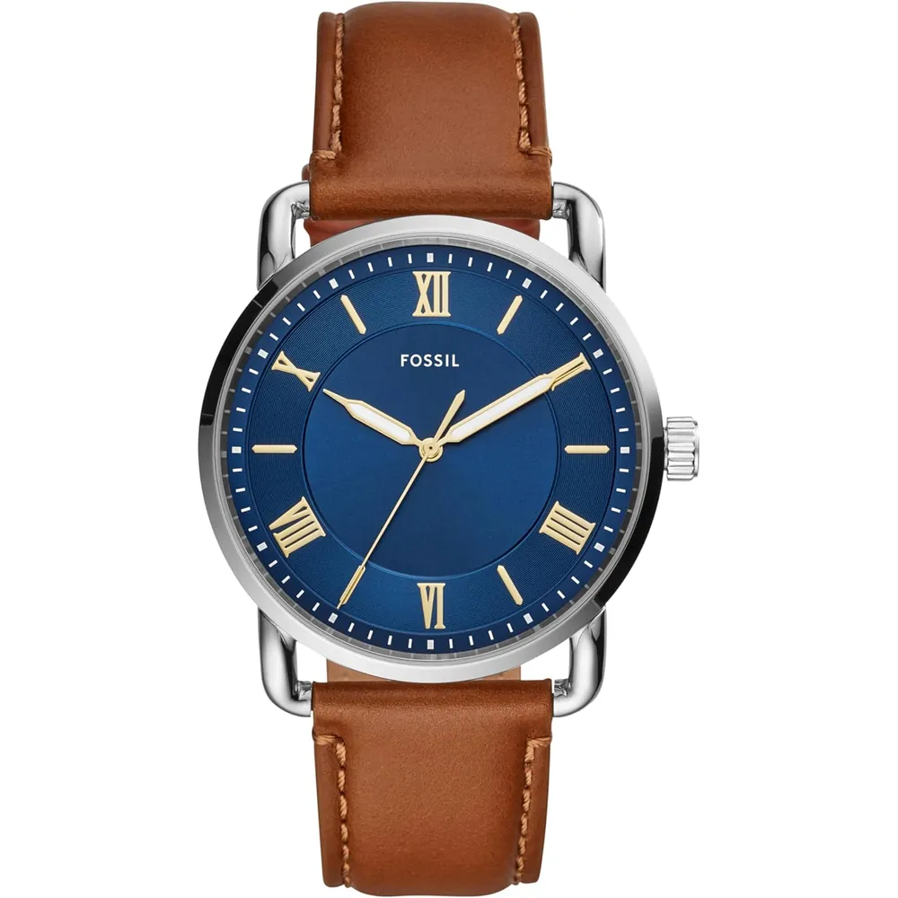 Fossil reloj de cuarzo Copeland para hombre, acero y cuero | Marrón/ Azul