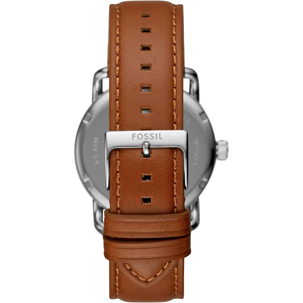 Fossil reloj de cuarzo Copeland para hombre, acero y cuero | Marrón/ Azul