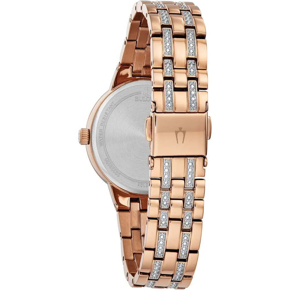 Bulova reloj Crystal Phantom mujer cuarzo 3 agujas cristal facetado | Oro Rosa