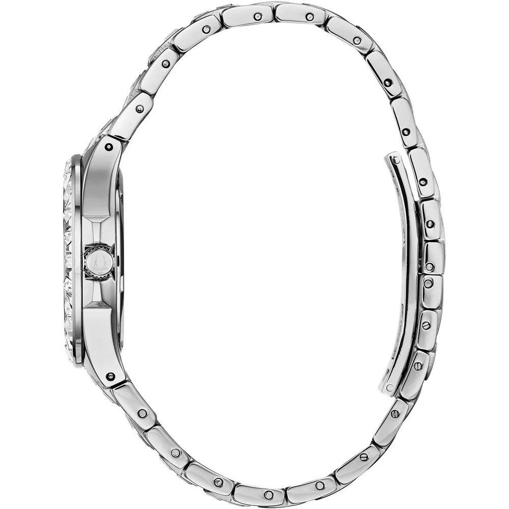 Bulova reloj Crystal Phantom mujer cuarzo 3 agujas acero 110 cristales baguette | Plateado