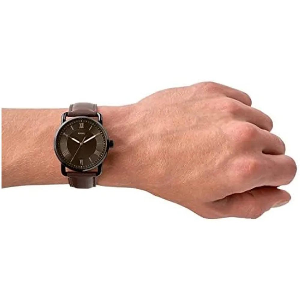 Fossil reloj de cuarzo Copeland para hombre, acero y cuero | Marrón