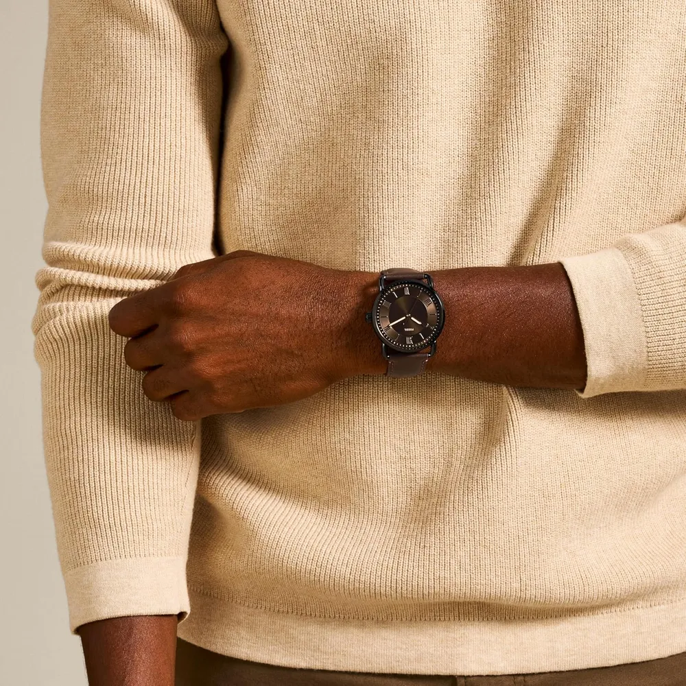 Fossil reloj de cuarzo Copeland para hombre, acero y cuero | Marrón