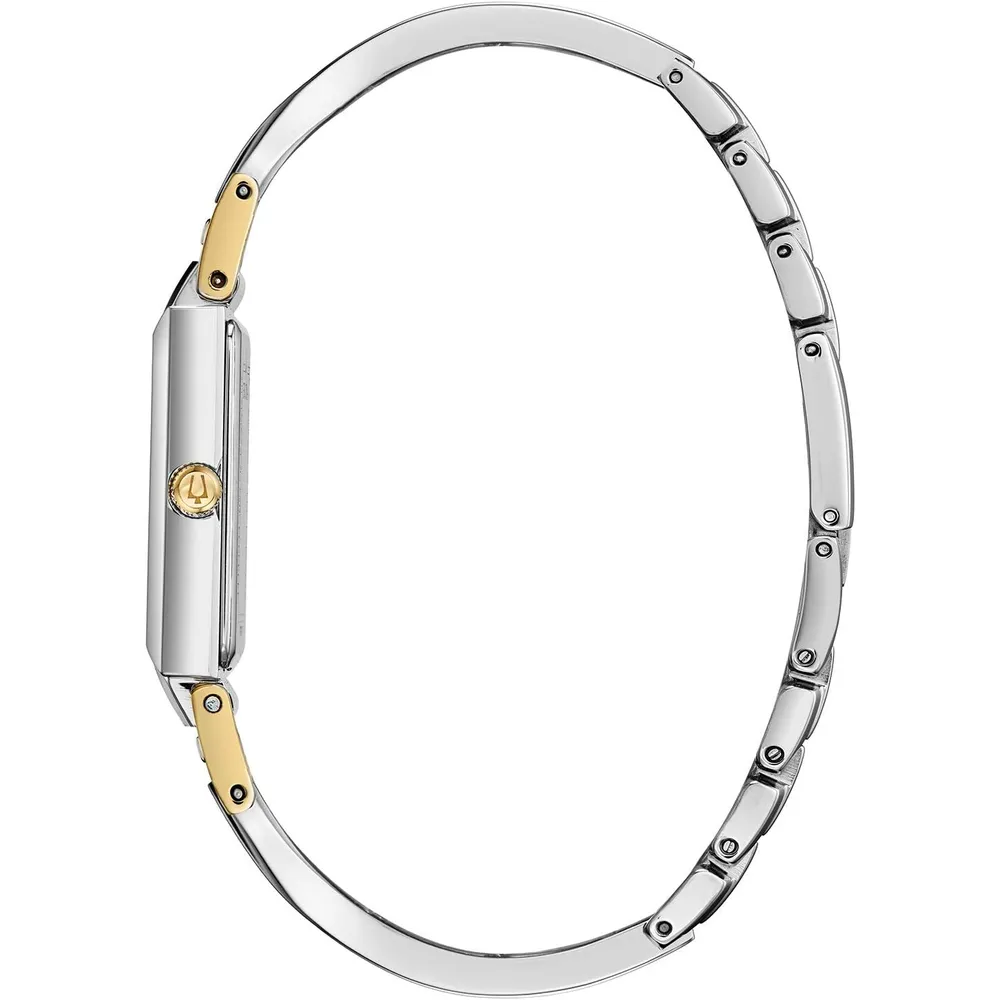 Bulova reloj clásico mujer cuarzo diamantes acero inoxidable rectangular nácar | Plata