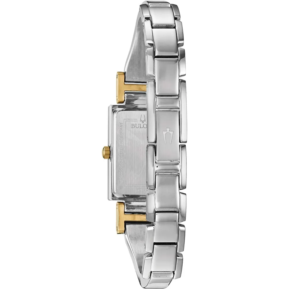Bulova reloj clásico mujer cuarzo diamantes acero inoxidable rectangular nácar | Plata