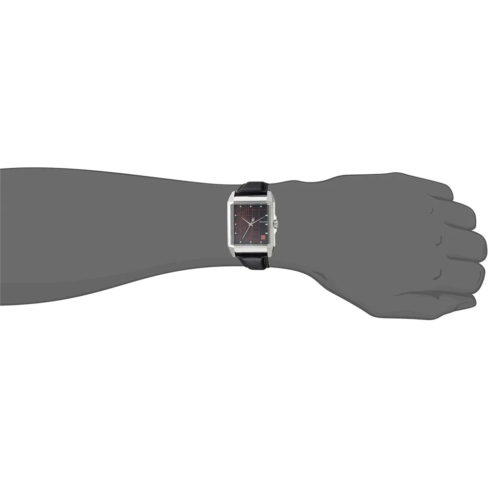 Bulova reloj Frank Lloyd Wright 3 agujas de cuarzo correa cuero | Negro