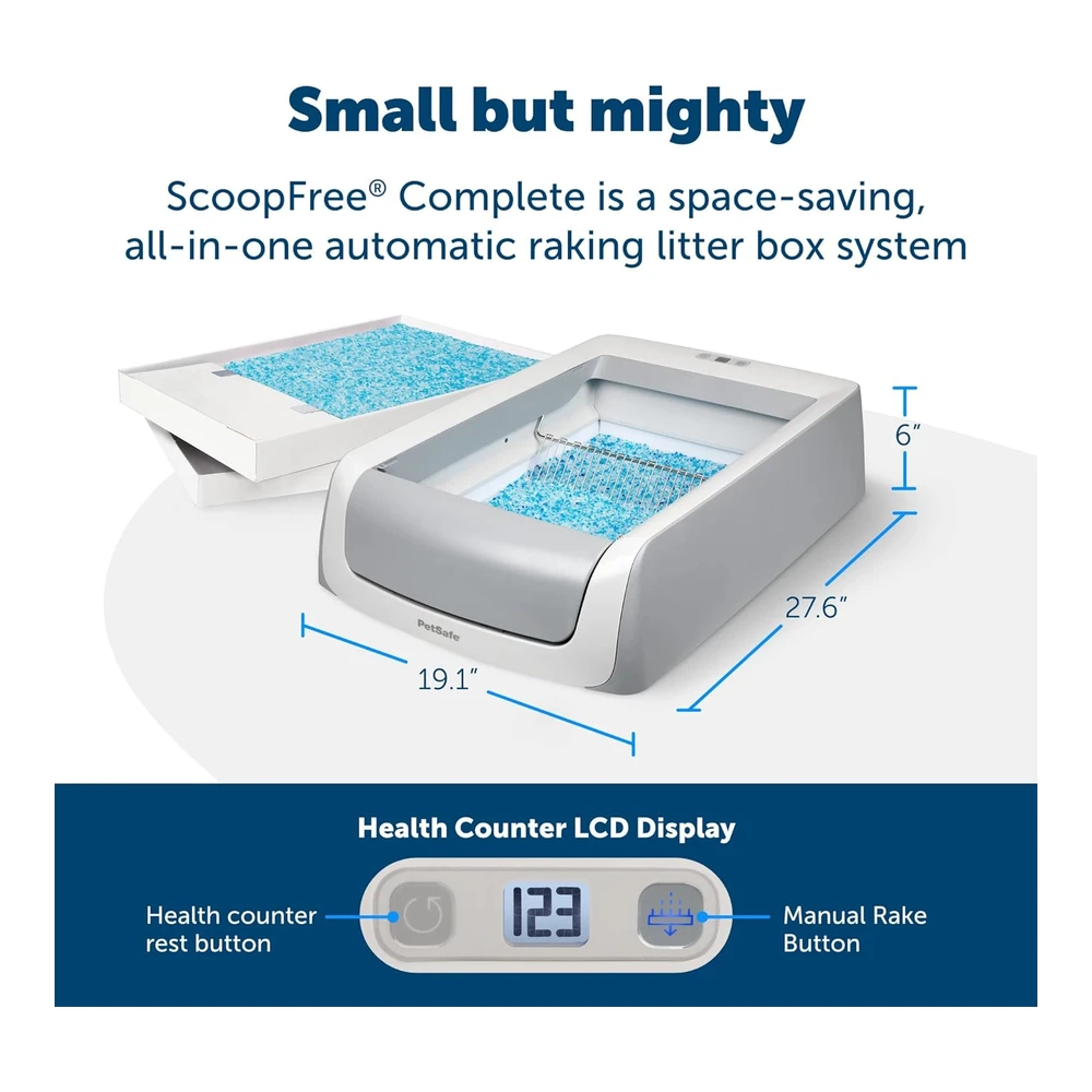 Petsafe Scoopfree Complete Plus-Caja de Arena Autolimpiante Bandeja de Cristal Desechable Control de Olores Bandeja Desechable | Gris