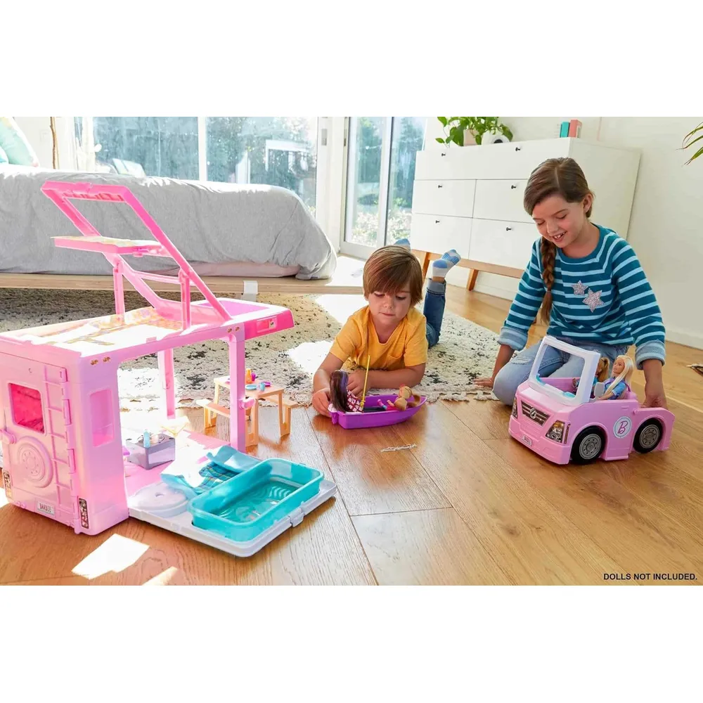 BARBIE CARAVANA TRANSFORMABLE 3 EN 1 CON ACCESORIOS