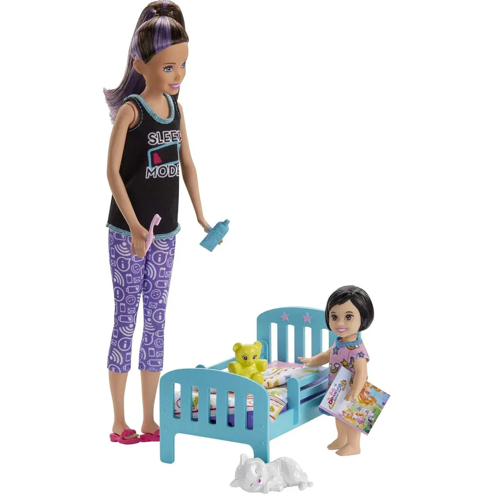 BARBIE SKIPPER SET HORA DE DORMIR CON ACCESORIOS