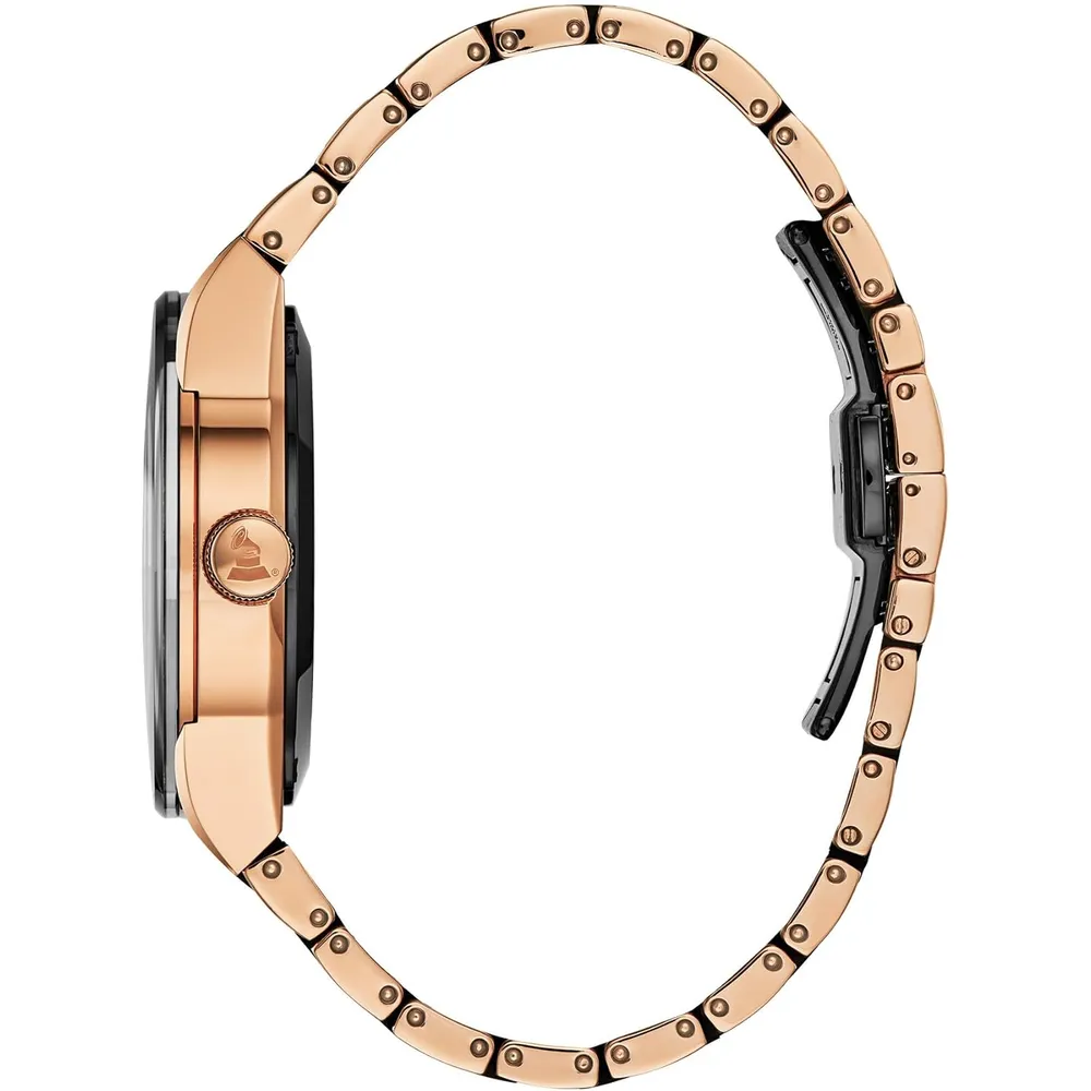 b07xl15df4_2_webp.webp Bulova reloj Latin Grammy Modern Millenia hombre automático 3 agujas apertura | Negro/Oro Rosa