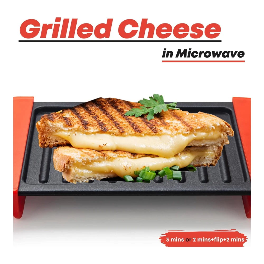 Maconee Sandwichera para Microondas | Máquina de Queso para Parrilla de Microondas | Utensilios de Cocina para Tostadora de Microondas | Prensa Panini | Cocina Rápida y Apta para Lavavajillas - Naranja
