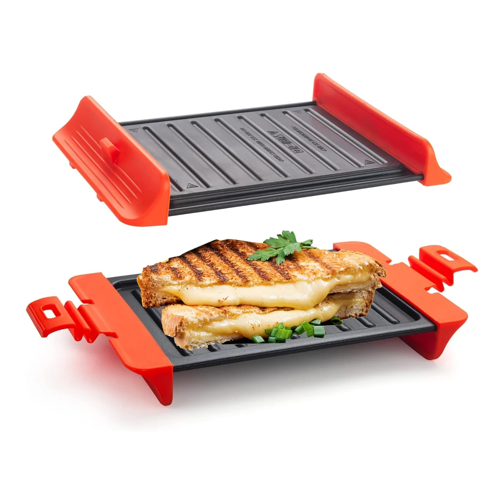 Maconee Sandwichera para Microondas | Máquina de Queso para Parrilla de Microondas | Utensilios de Cocina para Tostadora de Microondas | Prensa Panini | Cocina Rápida y Apta para Lavavajillas - Naranja