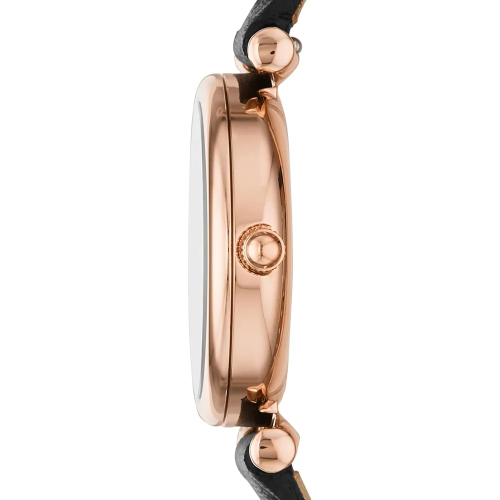 Fossil reloj de cuarzo Carlie para mujer, acero y tres agujas | Negro/ Azul