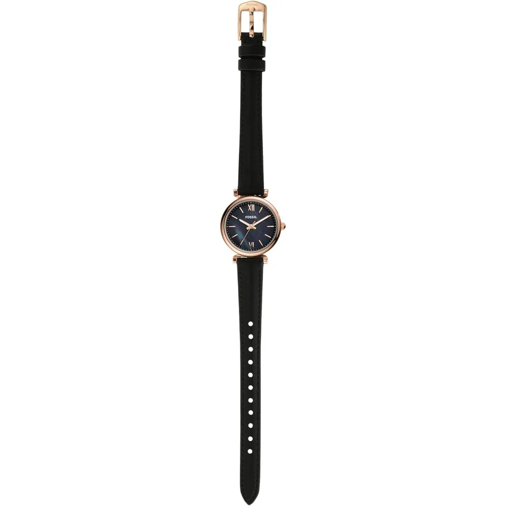 Fossil reloj de cuarzo Carlie para mujer, acero y tres agujas | Negro/ Azul