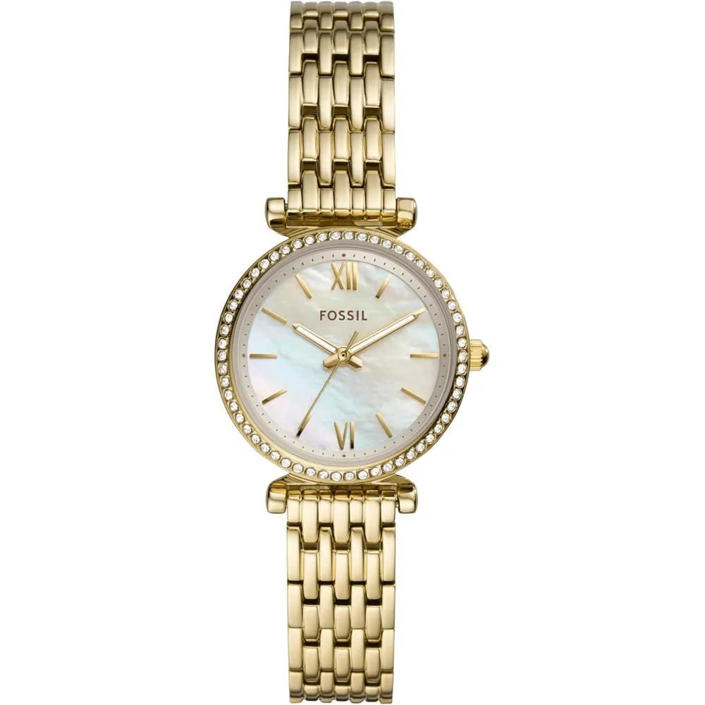 Fossil reloj de cuarzo Carlie para mujer, acero y tres agujas | Dorado