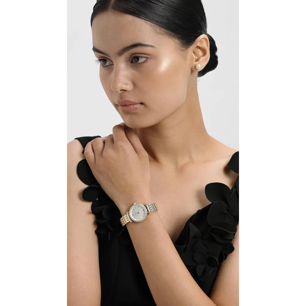 Fossil reloj de cuarzo Carlie para mujer, acero y tres agujas | Dorado