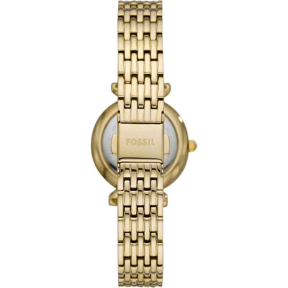 Fossil reloj de cuarzo Carlie para mujer, acero y tres agujas | Dorado