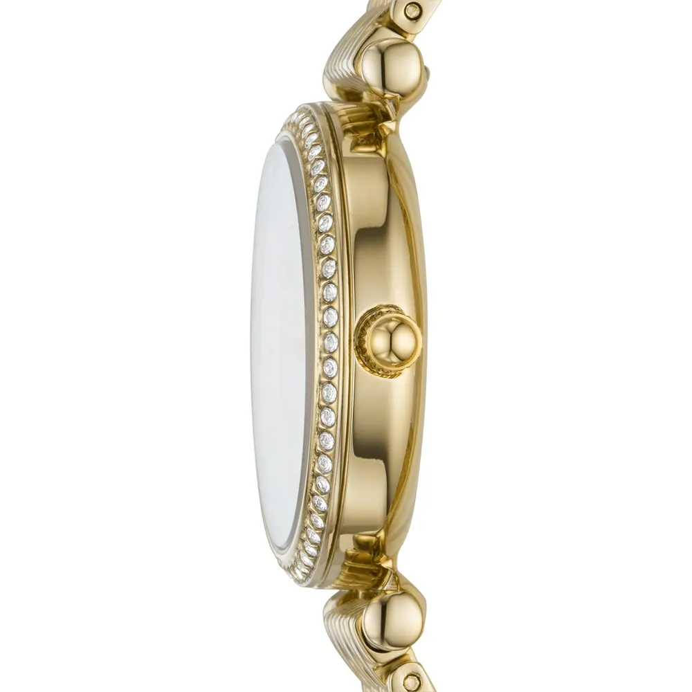 Fossil reloj de cuarzo Carlie para mujer, acero y tres agujas | Dorado