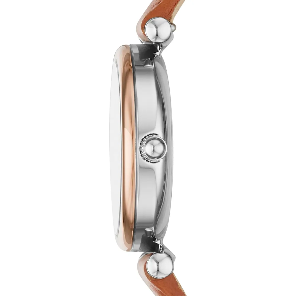 Fossil reloj de cuarzo Carlie para mujer, acero y tres agujas | Marrón/ Azul