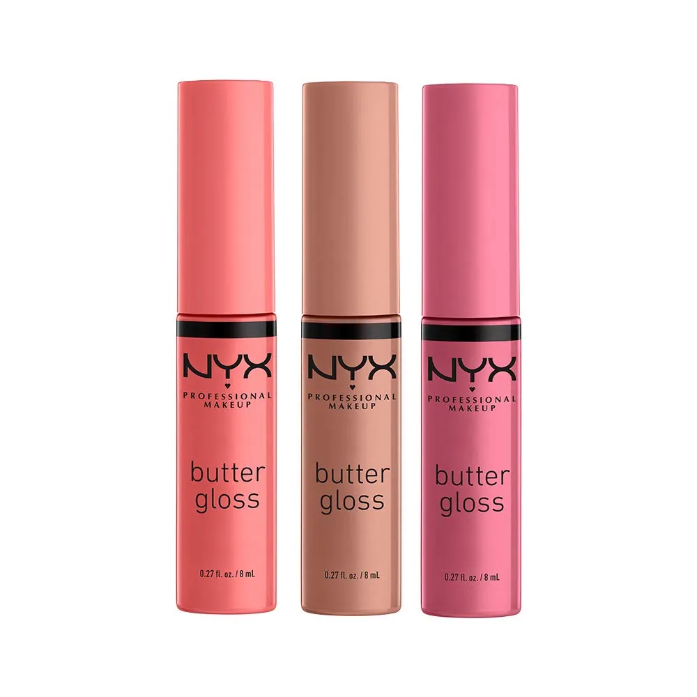 NYX Butter Gloss Brillo de Labios Pack x3 | Angel Food Cake, Crème Brûlée y Madeleine