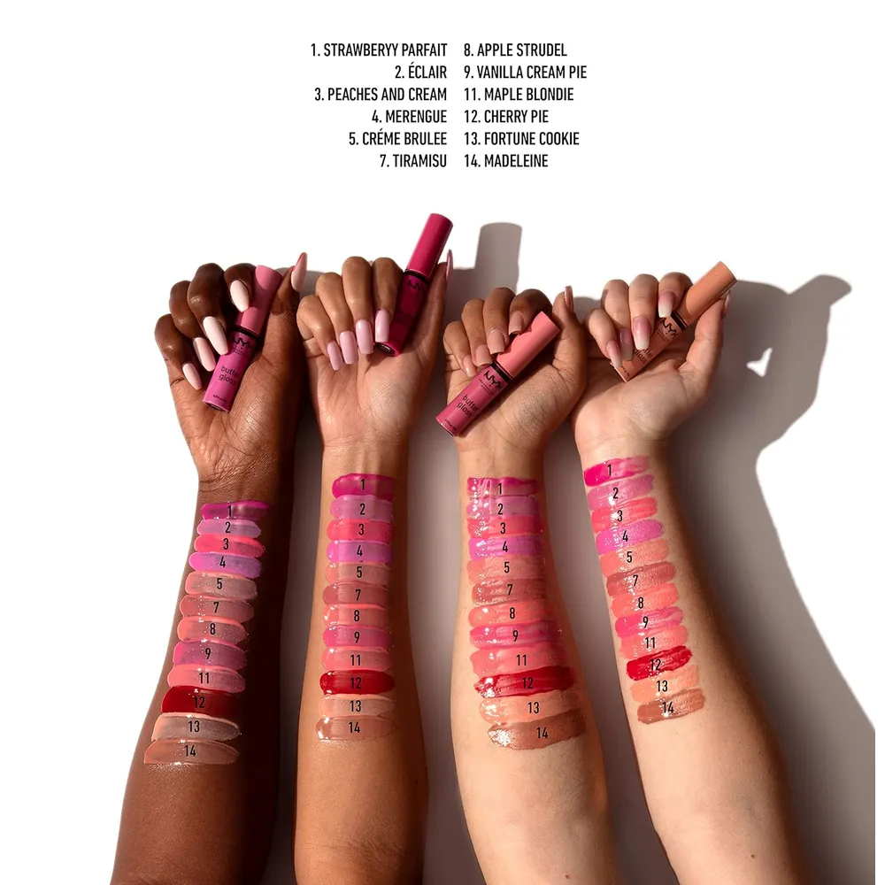 NYX Butter Gloss Brillo de Labios Pack x3 | Angel Food Cake, Crème Brûlée y Madeleine