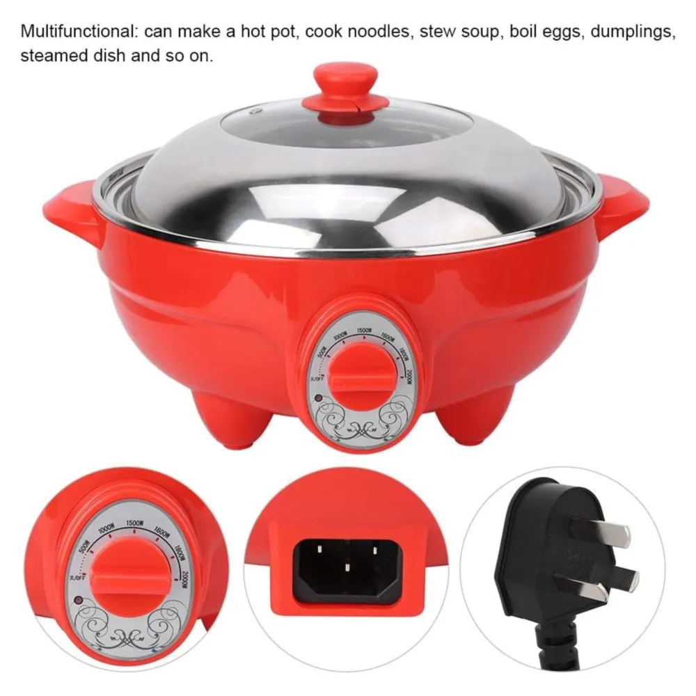 OLLA ELÉCTRICA MULTIFUNCIÓN DE 6L PARA COCINA, BARBACOA Y PARRILLA EN EL HOGAR 220V