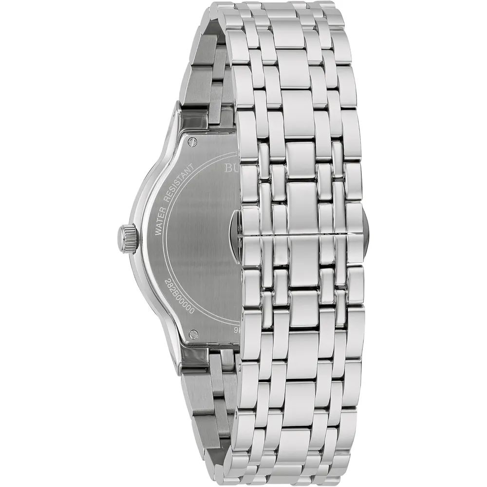 Bulova reloj hombre multifunción cuarzo 3 agujas esfera diamantes cristal | Plata