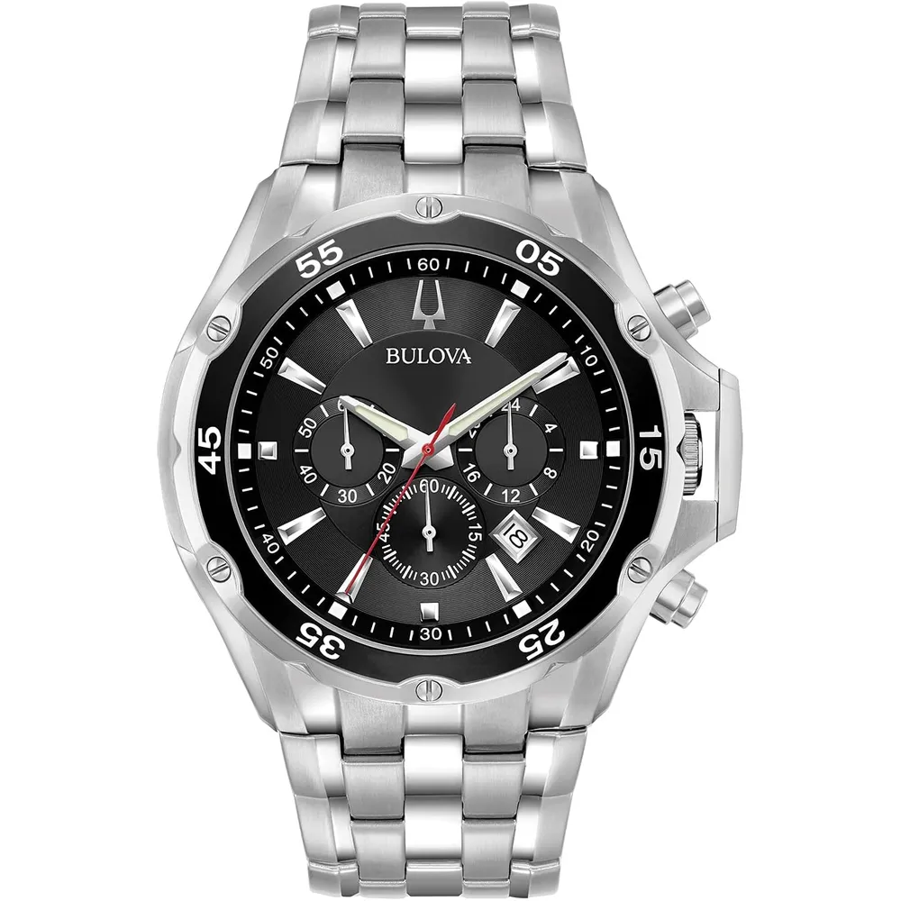 Bulova reloj clásico deportivo hombre acero inoxidable cronógrafo 6 agujas | Plata
