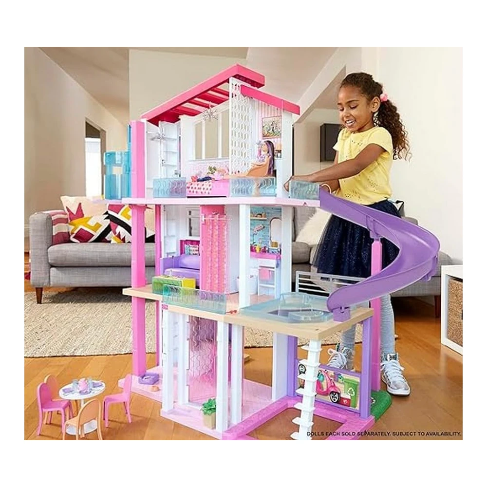 Barbie Casa de Muñecas Dreamhouse con Ascensor Accesible para Sillas de Ruedas - Piscina - Tobogán y 70 Accesorios