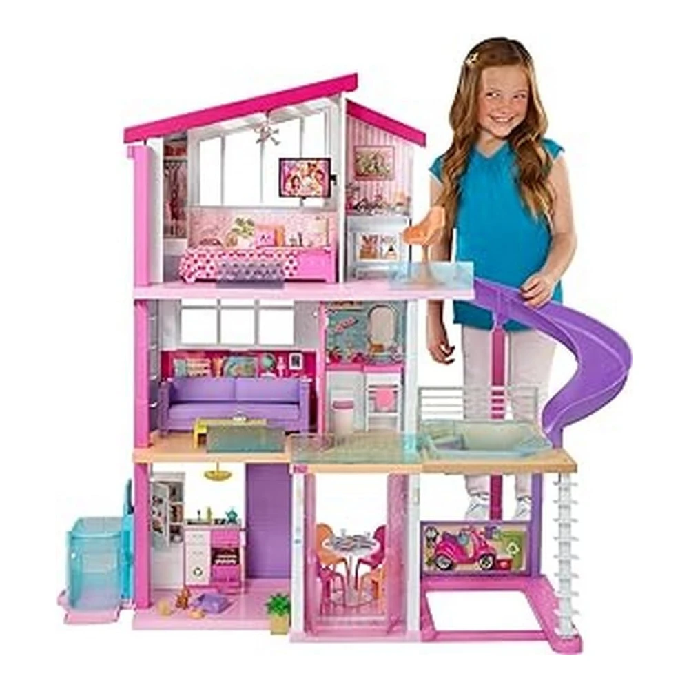 Barbie Casa de Muñecas Dreamhouse con Ascensor Accesible para Sillas de Ruedas - Piscina - Tobogán y 70 Accesorios