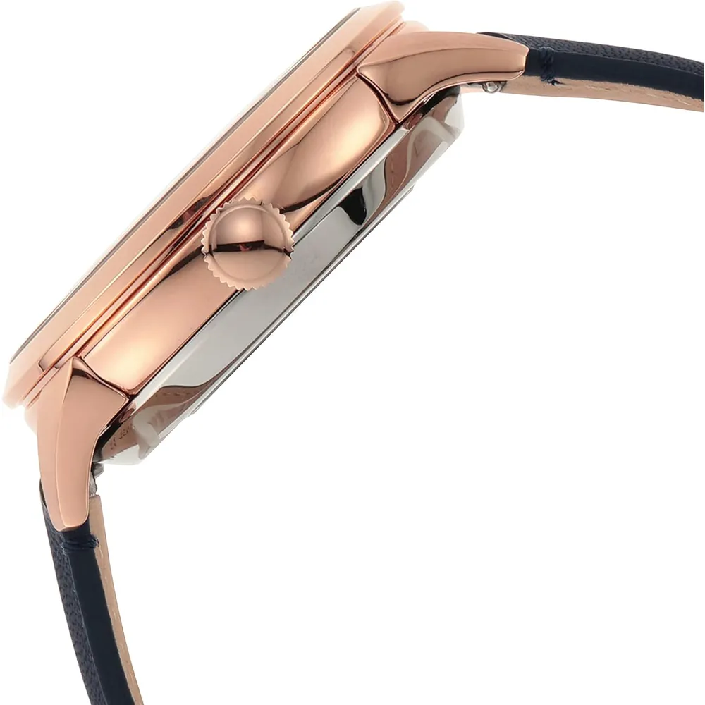 Fossil reloj automático Townsman para hombre, acero y cuero | Oro rosa/ Azul