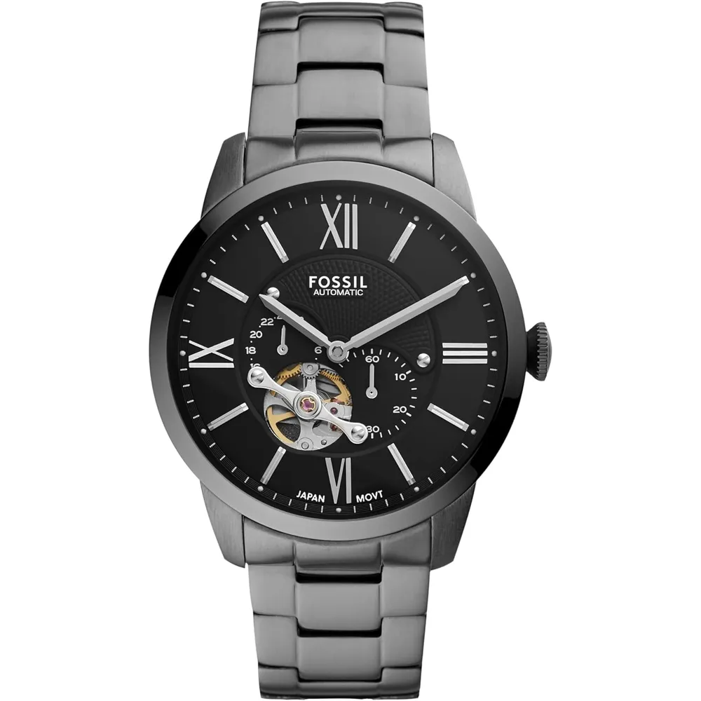 b07z46n292_0_webp.webp Fossil reloj automático Townsman para hombre, acero y cuero | Gris