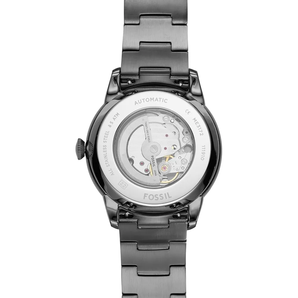 b07z46n292_3_webp.webp Fossil reloj automático Townsman para hombre, acero y cuero | Gris