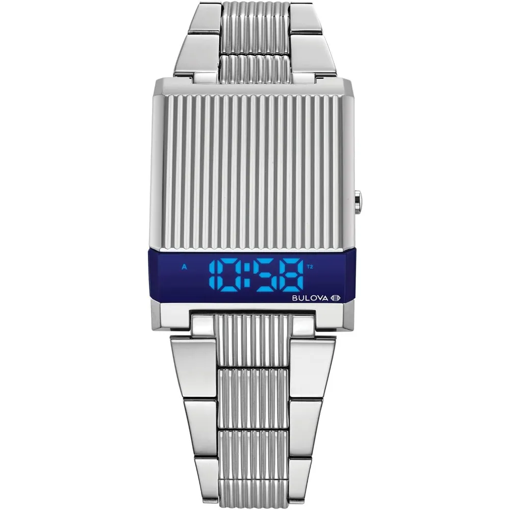 Bulova reloj Archive hombre LED Computron acero inoxidable | Plata