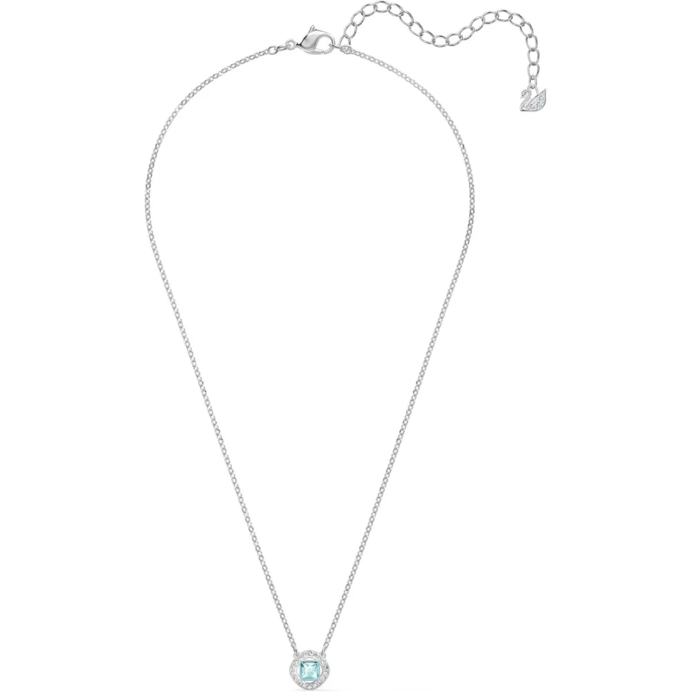 b0814y452t_1_webp.webp SWAROVSKI COLLAR PENDIENTE ANGELIC SQUARE ACABADO RODIO PARA MUJER | AZUL AGUA
