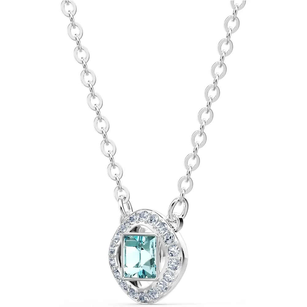 b0814y452t_2_webp.webp SWAROVSKI COLLAR PENDIENTE ANGELIC SQUARE ACABADO RODIO PARA MUJER | AZUL AGUA
