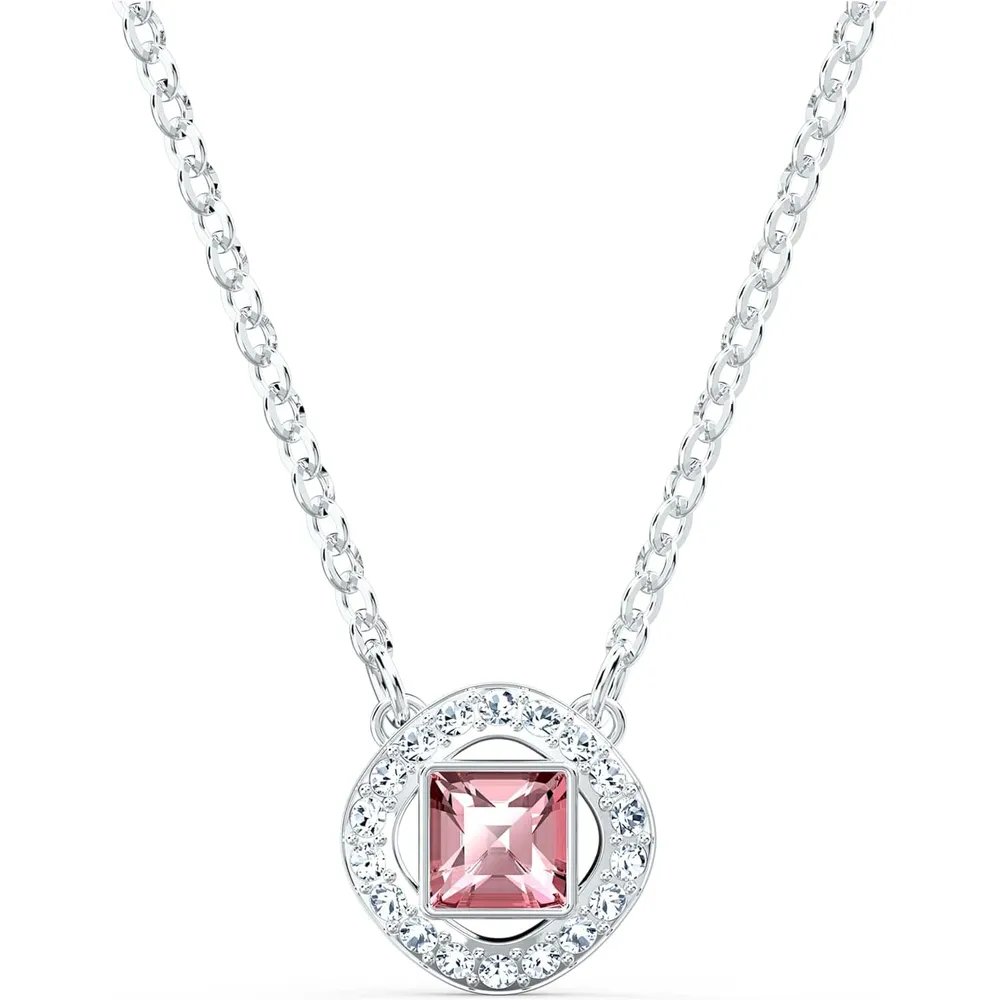 SWAROVSKI COLLAR PENDIENTE CUADRADO ANGELIC SQUARE ACABADO RODIO PARA MUJER | ROSA