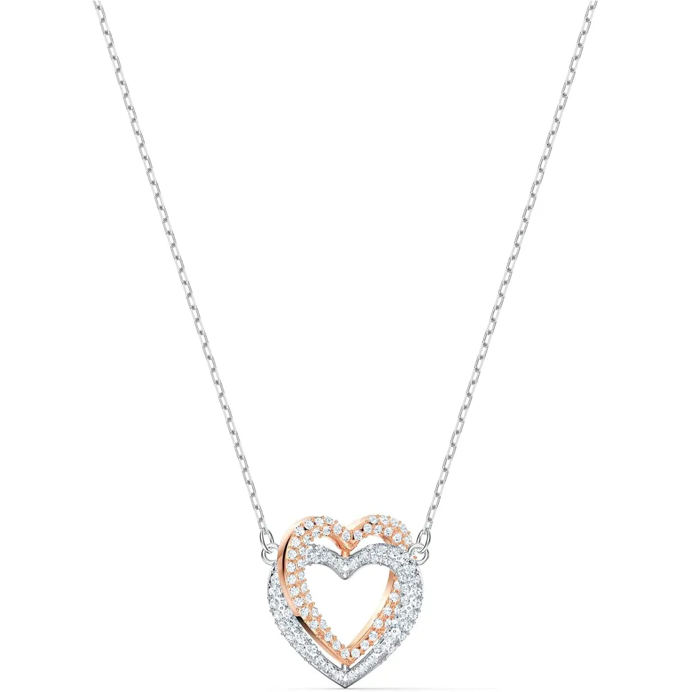 SWAROVSKI COLLAR PENDIENTE CORAZÓN HYPERBOLA ACABADO MIXTO PARA MUJER | ORO ROSA / PLATEADO