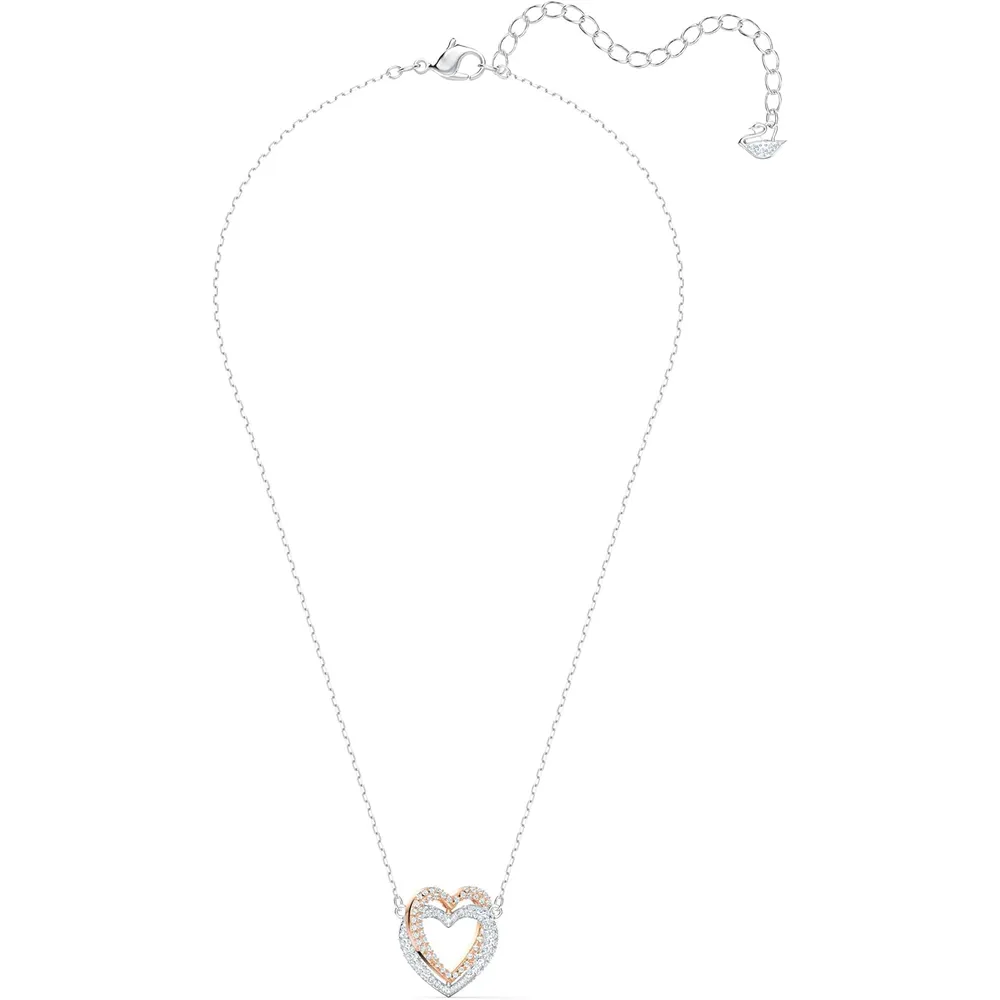 SWAROVSKI COLLAR PENDIENTE CORAZÓN HYPERBOLA ACABADO MIXTO PARA MUJER | ORO ROSA / PLATEADO