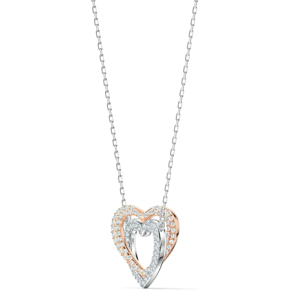SWAROVSKI COLLAR PENDIENTE CORAZÓN HYPERBOLA ACABADO MIXTO PARA MUJER | ORO ROSA / PLATEADO