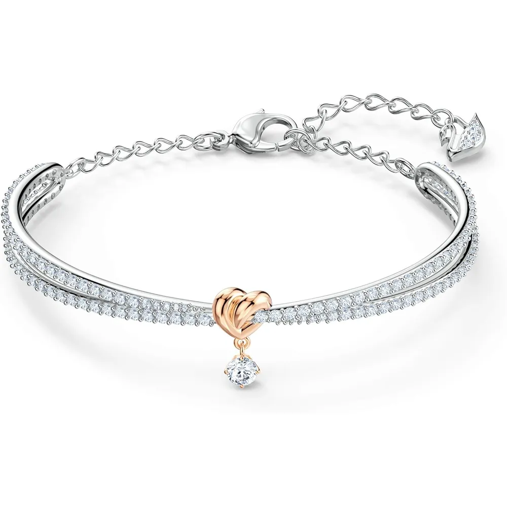 SWAROVSKI PULSERA BANGLE CORAZÓN LIFELONG HEART ACABADO MIXTO ORO ROSA Y RODIO PARA MUJER | ROSA / PLATEADO
