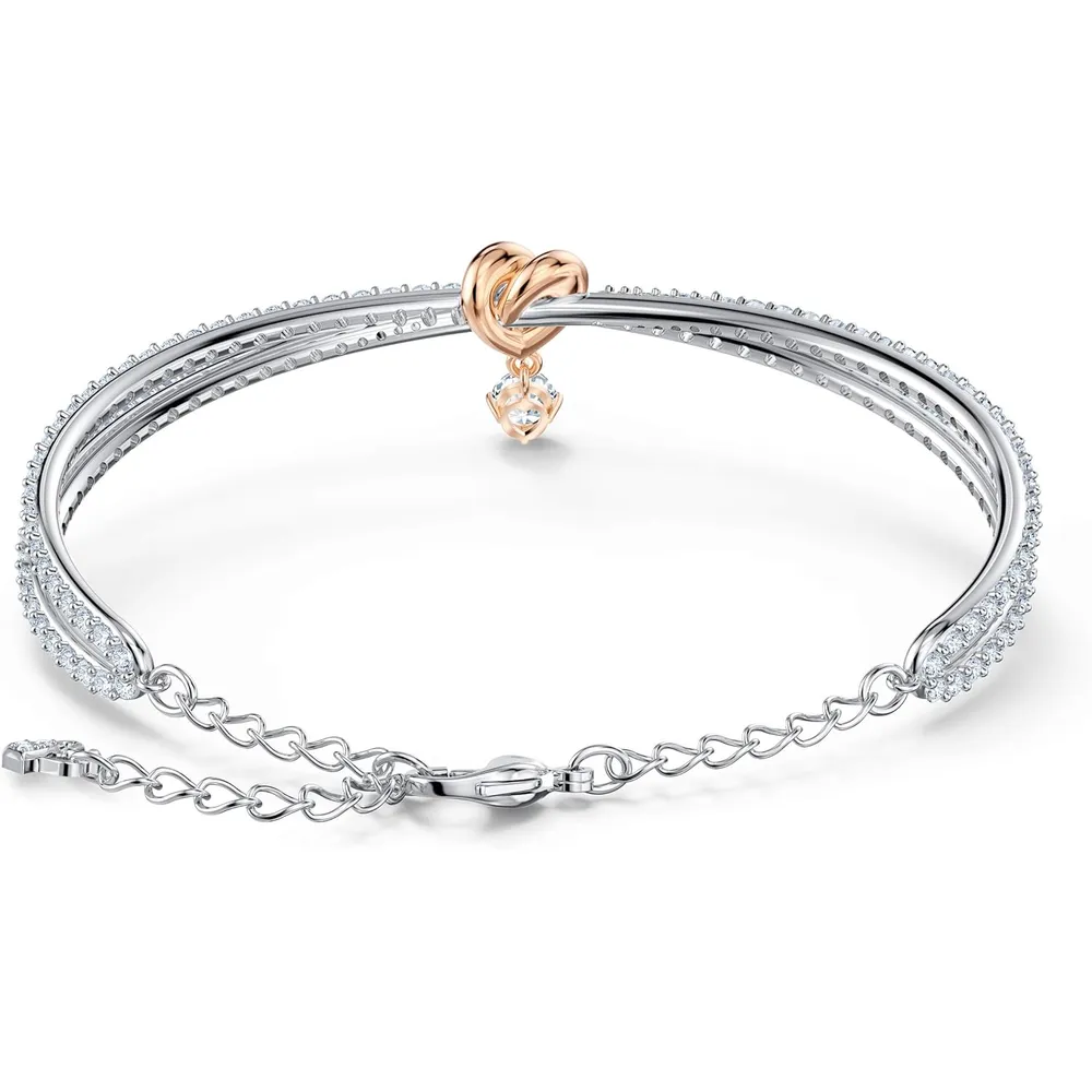 SWAROVSKI PULSERA BANGLE CORAZÓN LIFELONG HEART ACABADO MIXTO ORO ROSA Y RODIO PARA MUJER | ROSA / PLATEADO
