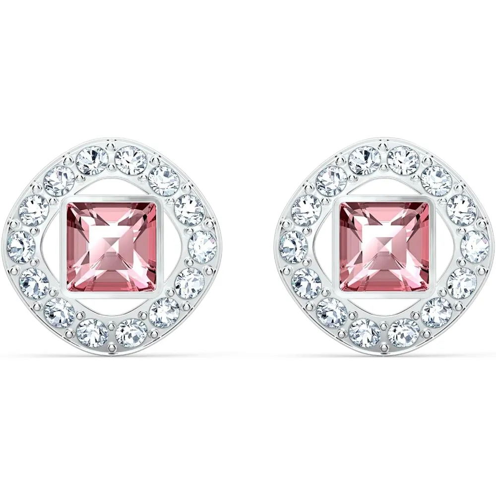 SWAROVSKI ARETES STUD CUADRADO ANGELIC SQUARE ACABADO RODIO PARA MUJER | ROSA