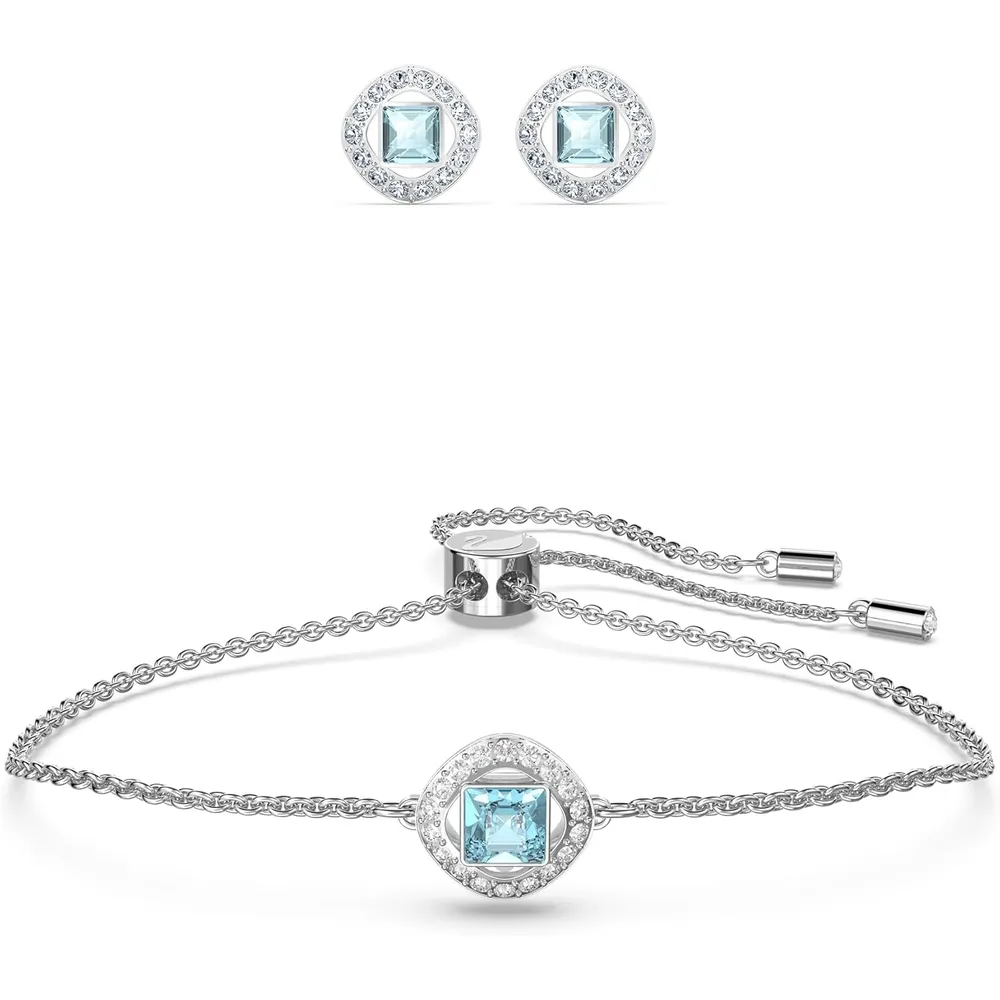 SWAROVSKI PULSERA CUADRADA ANGELIC SQUARE ACABADO RODIO PARA MUJER | AGUA